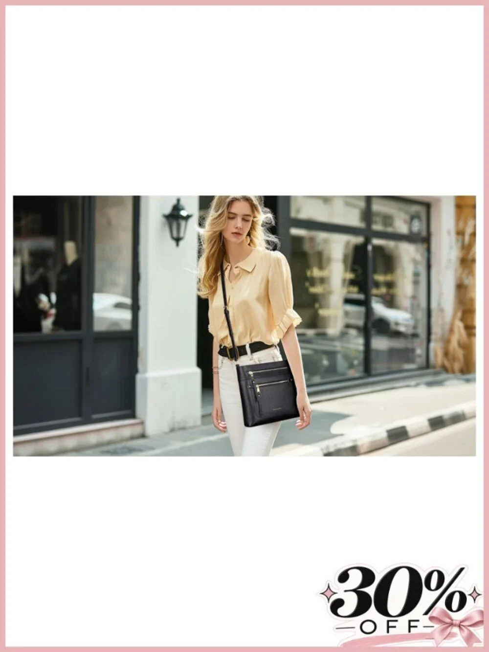 Genuine Leather Crossbody Bag Multi Pocket Purse Travel